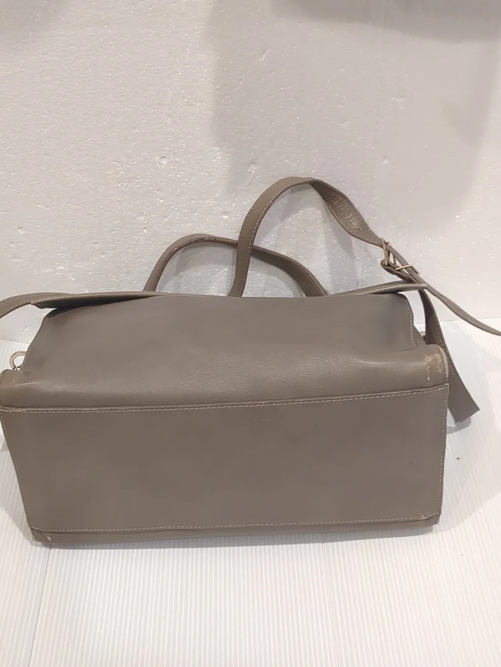 Patrizia Pepe Taupe Leather Minimalist Satchel Crossbody